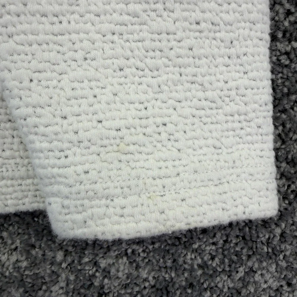 Maven Sweater Mens Large White Textured Knit Hooded Henley Pullover Casual